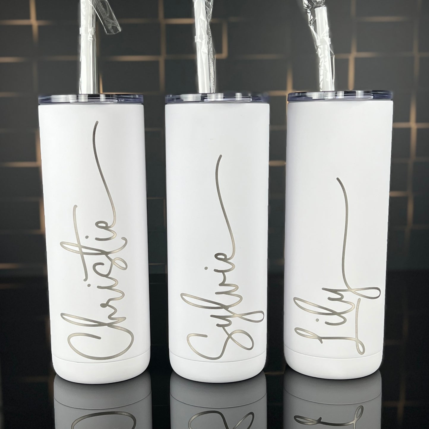20 oz. Personalized Tumbler-Engraved Tumbler-Personalized Tumbler With Straw-Sliding Lid-Bridesmaid Gift-Girls Trip