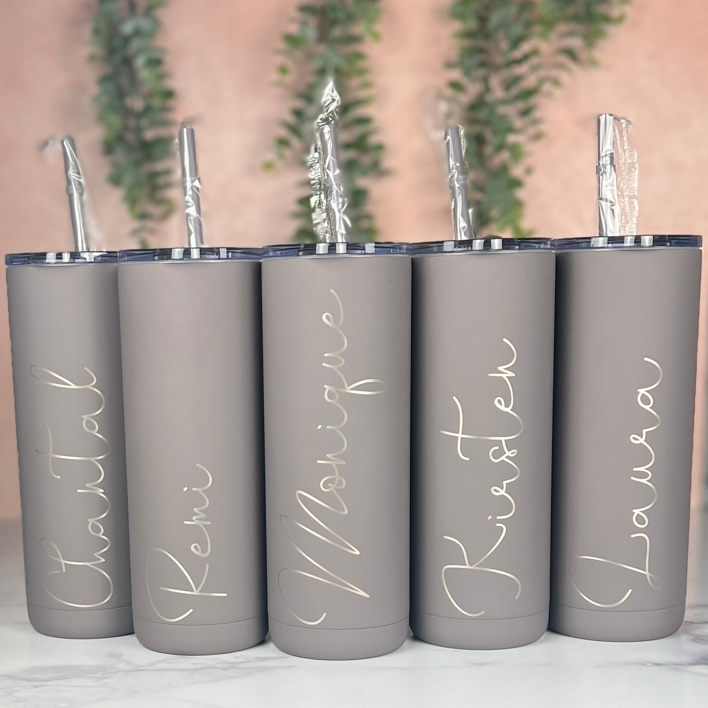 20 oz. Personalized Tumbler-Engraved Tumbler-Personalized Tumbler With Straw-Sliding Lid-Bridesmaid Gift-Girls Trip