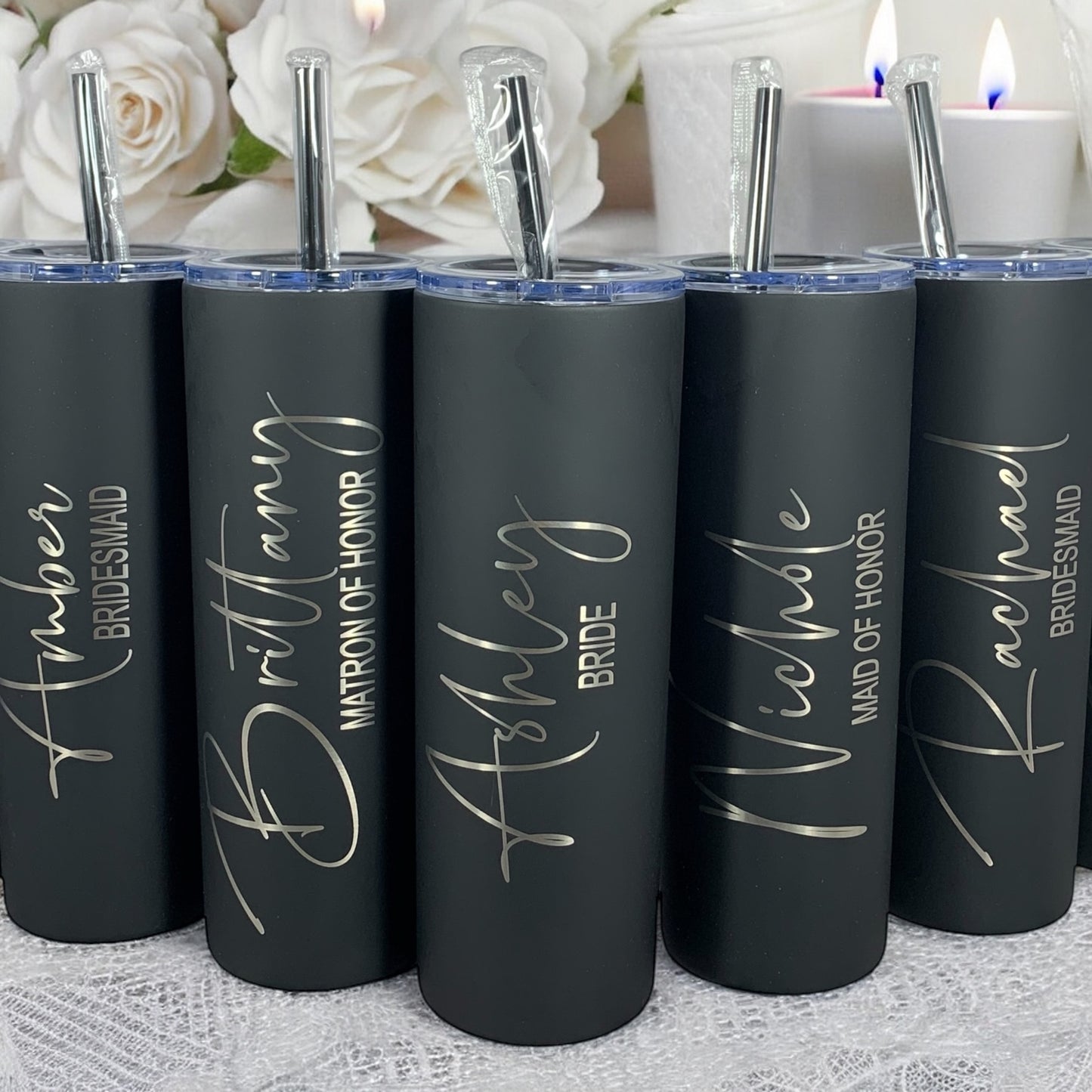 Bridesmaid Tumblers-Wedding Party Gift-20 oz. Laser Engraver Personalized Tumbler