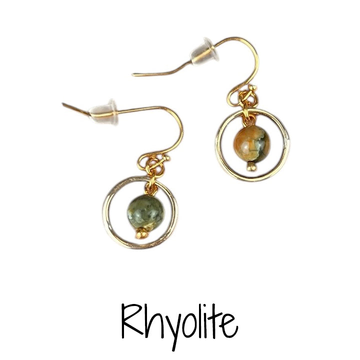 Small Circle Dangle Earrings with Stone/Bead-Made to Order