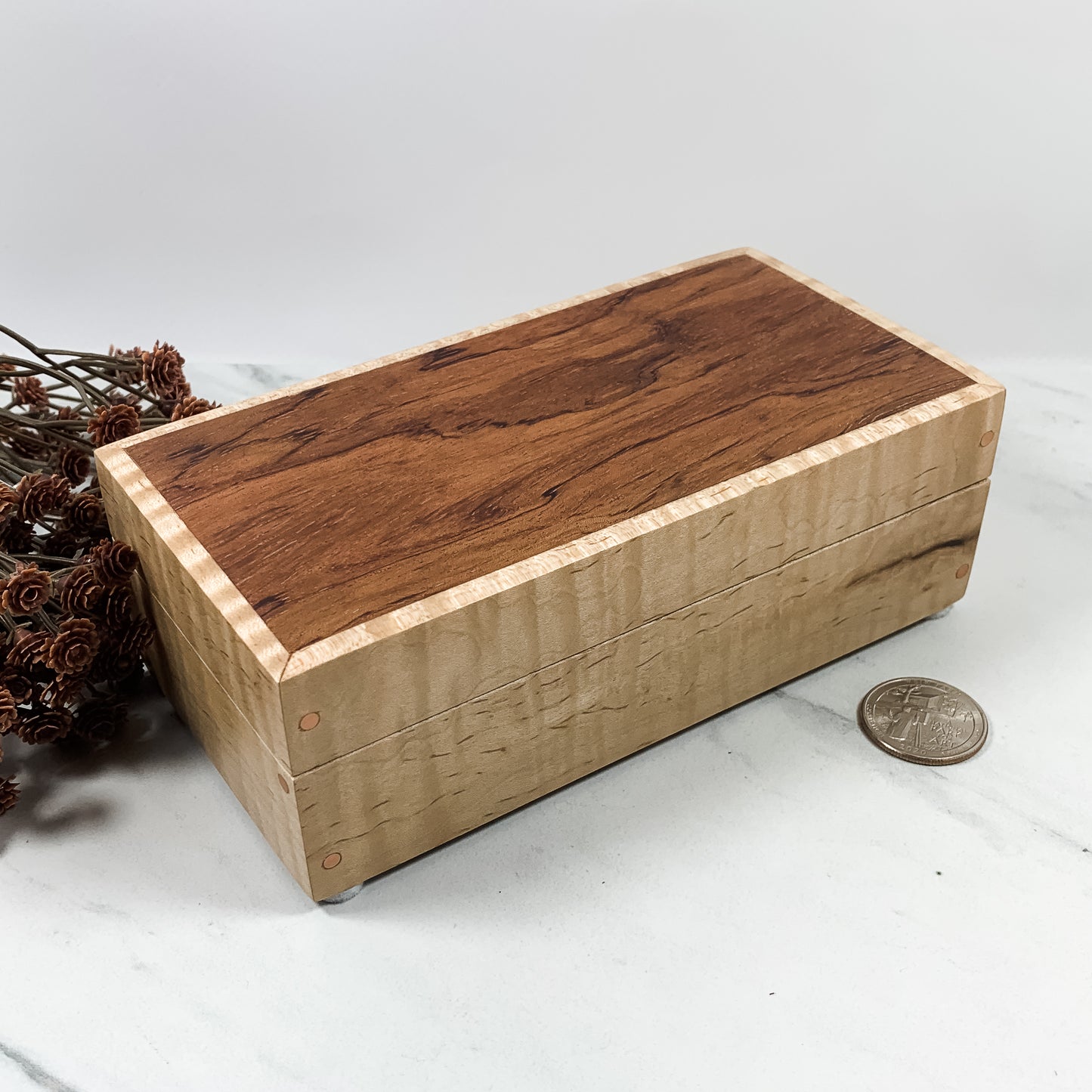 Bubinga and Figured Maple Box-Keepsake Box-7895