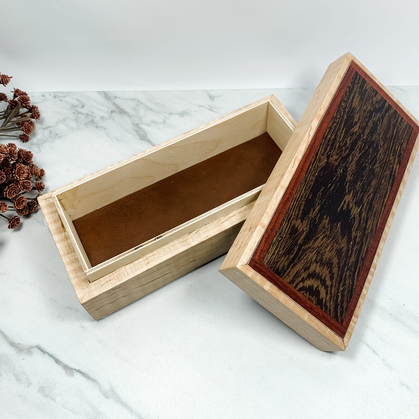 Bacote, Bloodwood, and Curly Maple Box Keepsake Box-7944