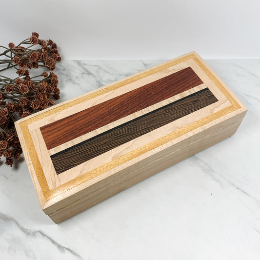 Mulitple Woods and Figured Maple Box-Keepsake Box-8045