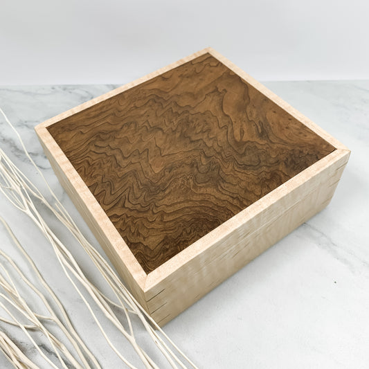 Redwood Burl and Curly Maple Box Keepsake Box-8058