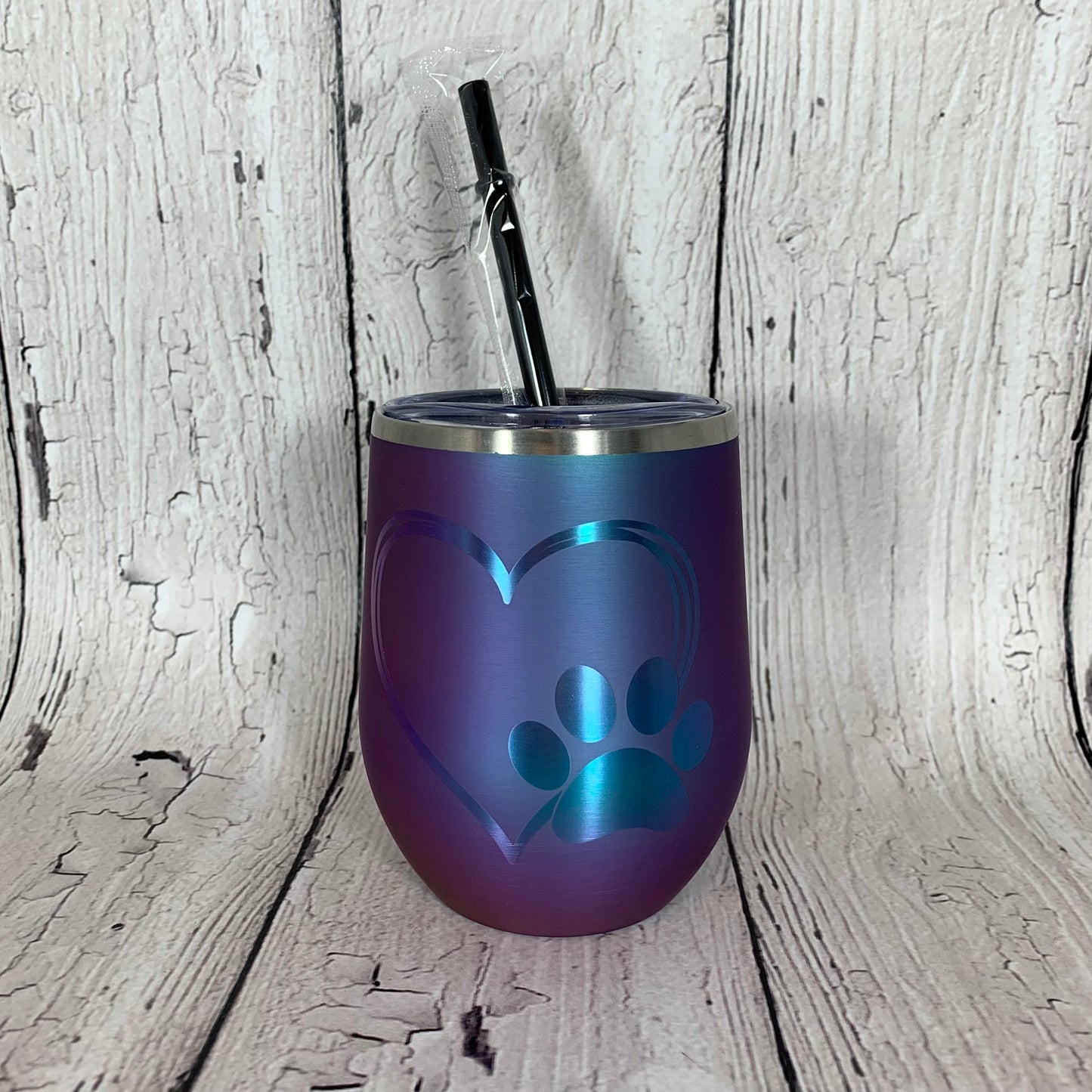 LAST CHANCE-12 oz. Personalized Wine Tumbler with Straw-Laser Engraved Wine Tumbler