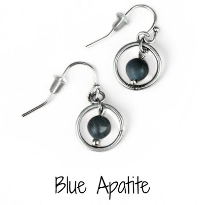 Small Circle Dangle Earrings with Stone/Bead-Made to Order
