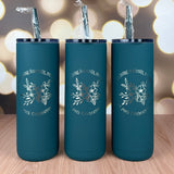 20 oz. Personalized Tumbler-Laser Engraved Tumbler-Maars Maker-Personalized Skinny Tumbler With Straw-Sliding Lid-Bridesmaid Gift
