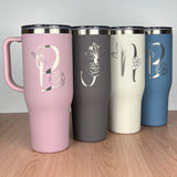 Personalized 40 oz. Charger-Laser Engraved Tumbler With 2 Plastic Straws-Sliding Lid Tumbler-Bridesmaid Gift