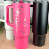 Birth Month Flower Tumbler-40 oz. Maars Recharge Tumbler-Personalized Tumbler-Laser Engraved 40 oz. Tumbler-Sliding Lid Straw Custom Tumbler