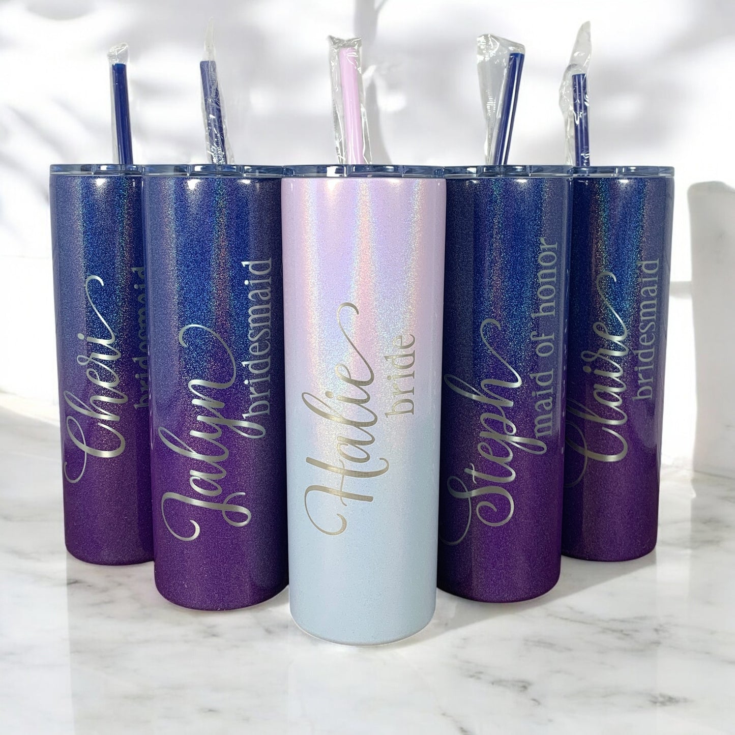Bridesmaid Tumblers-Wedding Party Gift-20 oz. Laser Engraver Personalized Tumbler