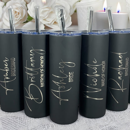 Bridesmaid Tumblers-Wedding Party Gift-20 oz. Laser Engraver Personalized Tumbler