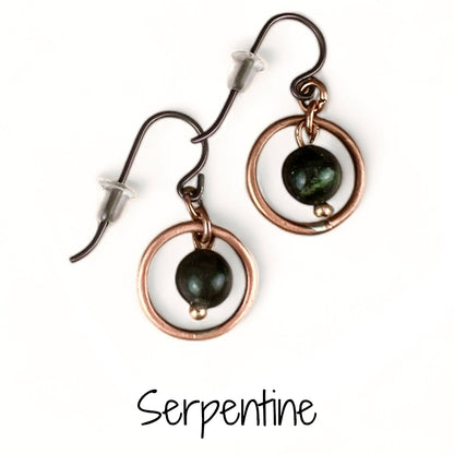 Small Circle Dangle Earrings with Stone/Bead-Made to Order