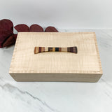 Curly Maple Box with Multi-Wood Decorative Accent Keepsake Box-7865