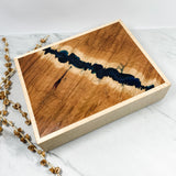 Navy Resin, Red Mallee Burl and Curly Maple Box with Insert Keepsake Box-7933