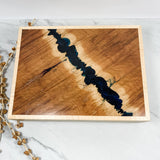 Navy Resin, Red Mallee Burl and Curly Maple Box with Insert Keepsake Box-7933