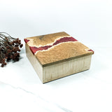 Red Resin, Brown Mallee Burl and Curly Maple Box Keepsake Box-7967
