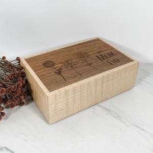 "Best Mom Ever" Engraved Box-Walnut and Curly Maple Box Keepsake Box-7985