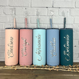 20 oz. Personalized Tumbler-Laser Engraved Tumbler-Maars Maker-Personalized Skinny Tumbler With Straw-Sliding Lid-Bridesmaid Gift