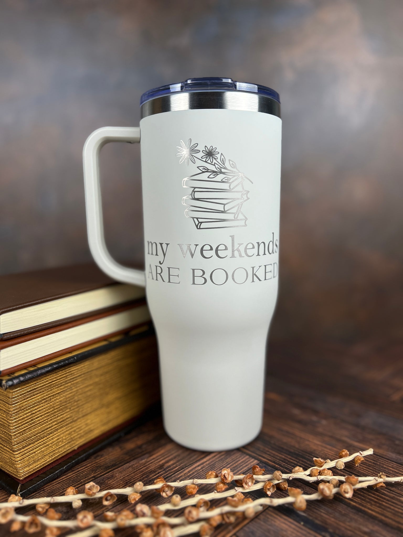 Personalized Laser Engraved 40 Oz Charger Tumbler With Handle