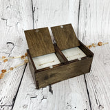 Double Ring Box for Wedding Ceremony- Ring Bearer Box-Mr. and Mrs. Ring Box, Brown