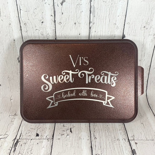 Custom Engraved Cake Pan Lid, 9x13 Pan, Bakers Gift 