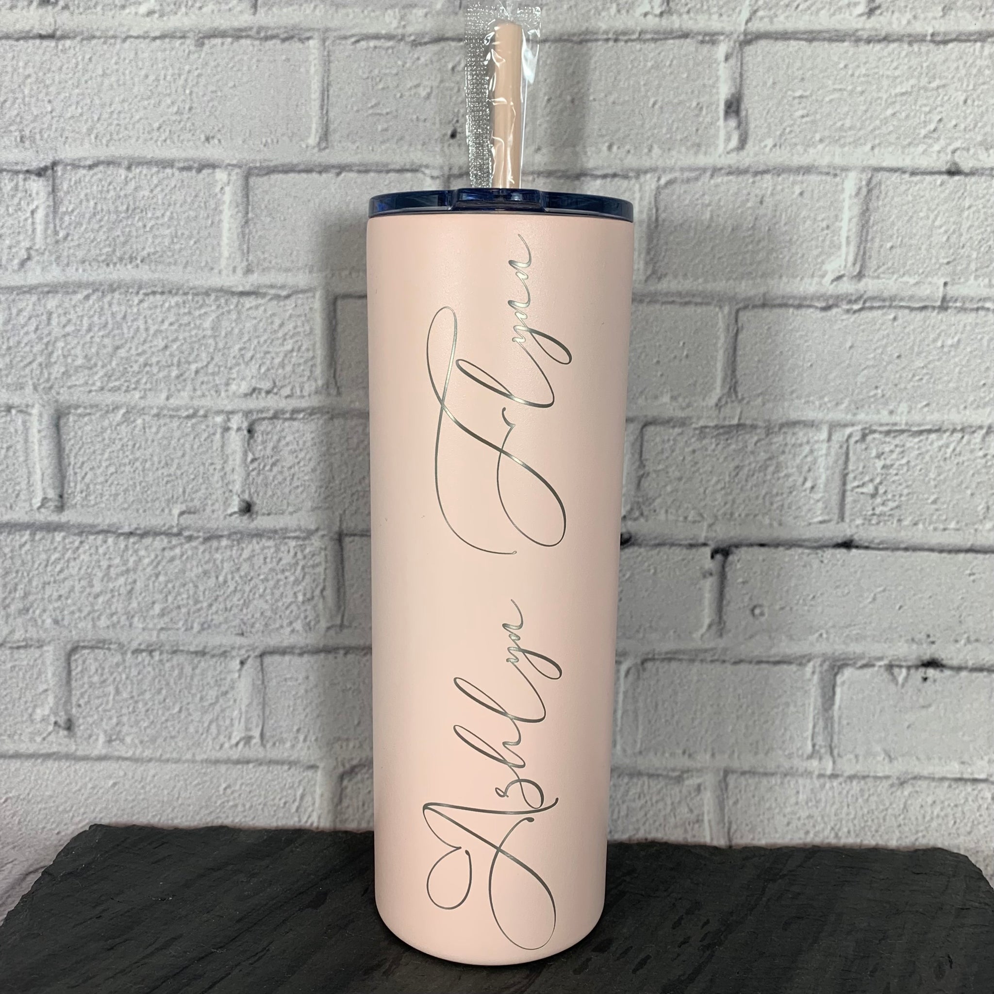Maars Stainless Steel Skinny Tumbler in Rose Gold-Glitter NO Straw /  Pre-Owned